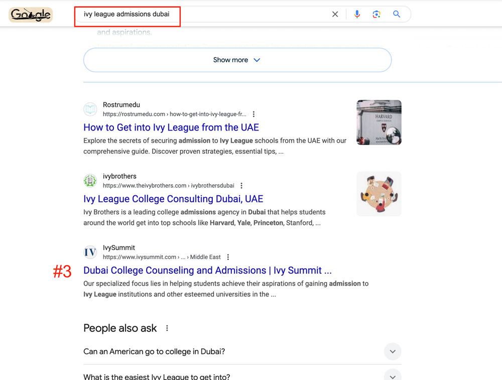 #3 ivy league admission dubai